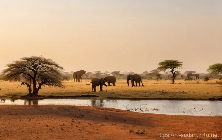 수단 야생동물 보호구역 - **Prompt 1: Majestic Sunrise in Dender National Park**
    "A wide, cinematic shot of the Sudanese s...