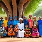 Home 16 수단 아랍화 정책 영향 - **Prompt 1: "A group of diverse children from Sudan, wearing vibrant, modest traditional clothing th...