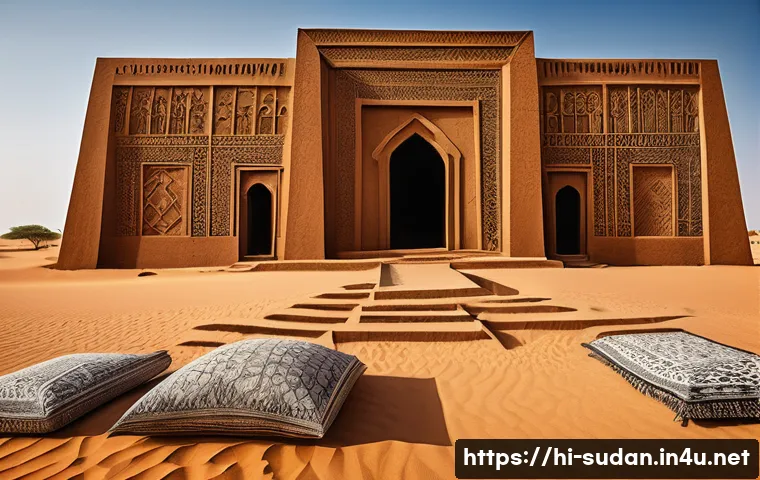 수단 카림 무덤 유적 - A detailed depiction of the medieval Karima tombs in central Sudan, showcasing grand Islamic and Afr...