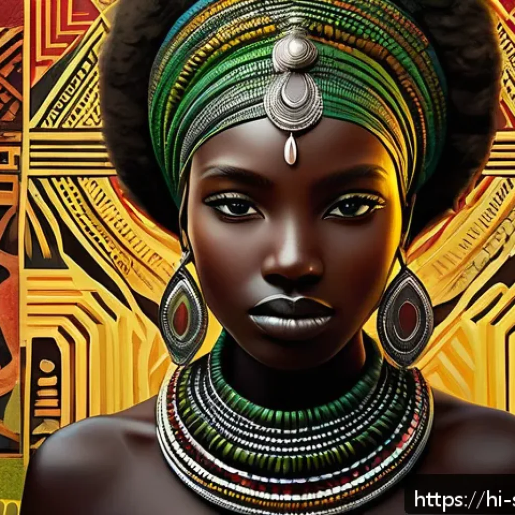 수단 유명 예술가 - A vibrant Sudanese mixed media artwork combining traditional elements with modern techniques: intric...